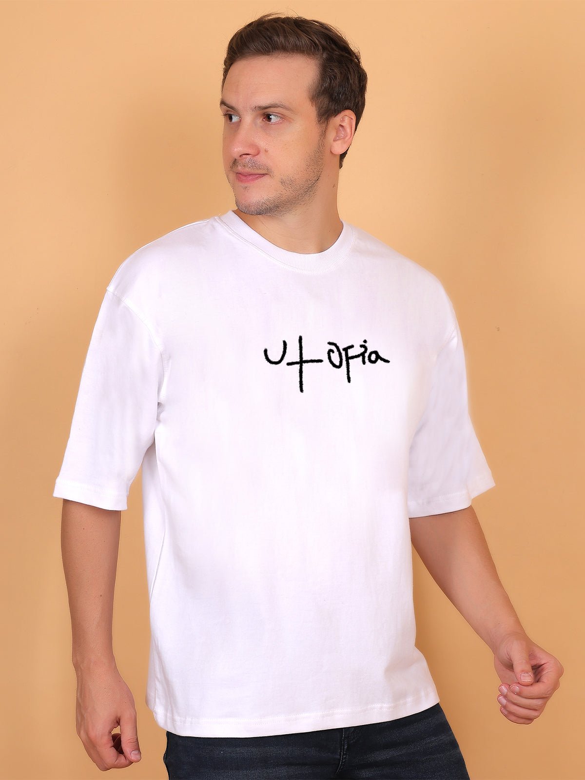 Utopia White Oversize T-Shirt - Awara Bacha