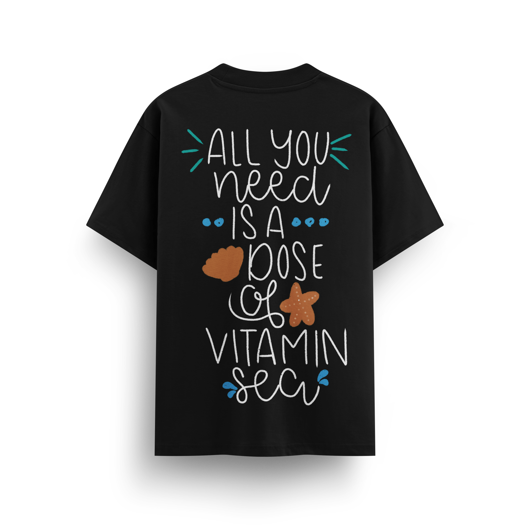Vacation Beach Black Oversize T-Shirt - Awara Bacha